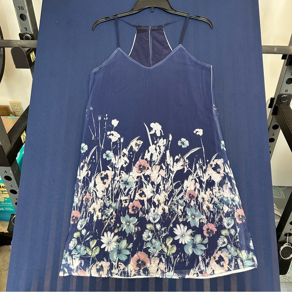 Floral Print‎ Mini Dress in Blue Custom Size